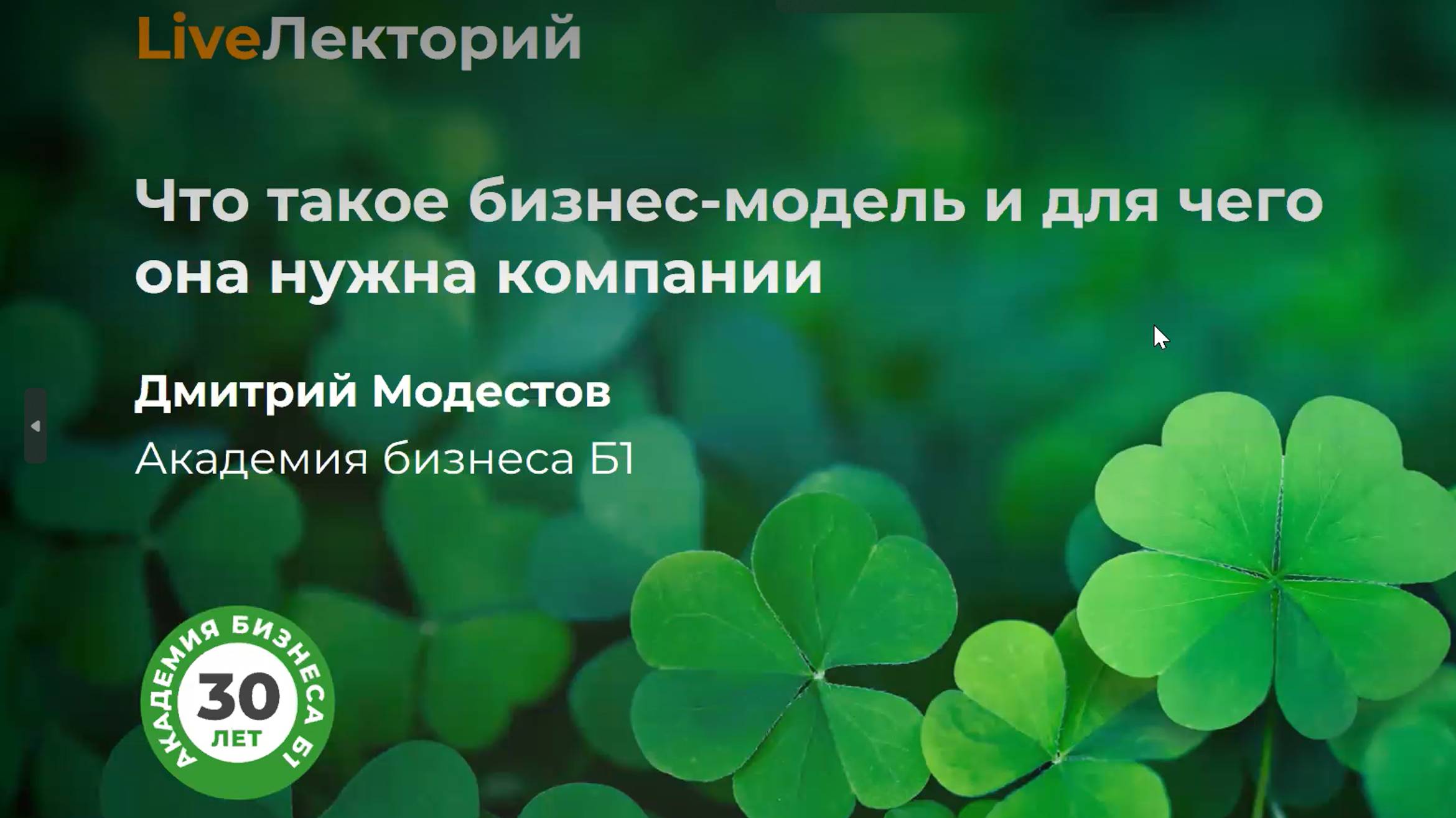 Вебинар "Что такое бизнес-модель и для чего она нужна компании" Академии бизнеса Б1