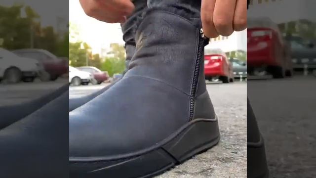 Ботинки мужские кожаные черные на меху (9103з) смотреть онлайн