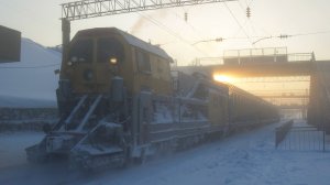 Снегоуборочный поезд СМ-2Б-1143. Уборка снега на 226 км.