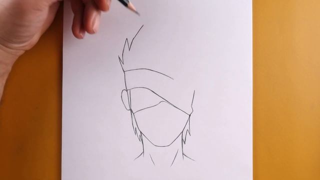 Как нарисовать Какаши карандашом -  рисунок для начинающих, шаг за шагом