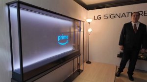 Demo of the LG Signature OLED T 4K Transparent TV at CES 2024