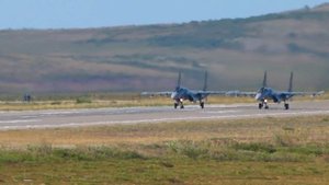 СУ-35С взлёт парой+переговоры Sukhoi SU-35S pair take off+ATC