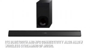 The Sony 2.1 Sound Bar HT-CT380 comes with Bluetooth and NFC tech wireless connection