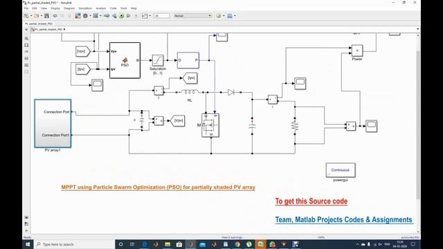 MPPT using Particle Swarm Optimization (PSO) for partially shaded PV array matlab simulink