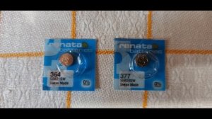 Отличные, недорогие батарейки для часов RENATA 364/SR60/SR621/AG1 и RENATA 377/SR66/SR626/AG4.