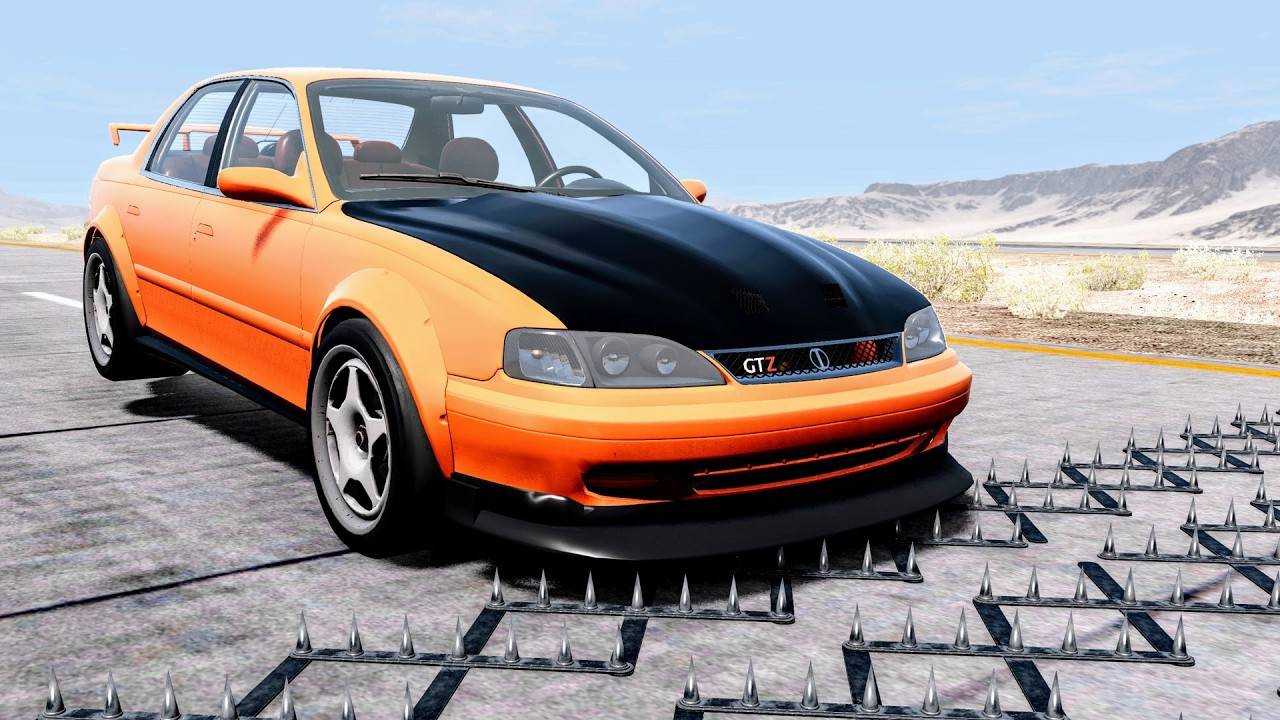 Массовые автомобильные аварии с разбивкой по полосам с шипами #120 – BeamNG Drive смотреть онлайн
