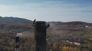 Демонтаж бетонной дымовой трубы Н-40 м Сахалин 2023