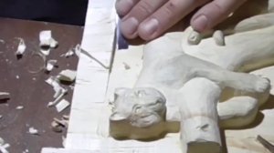 Пума финал.Горельефная резьба по дереву.