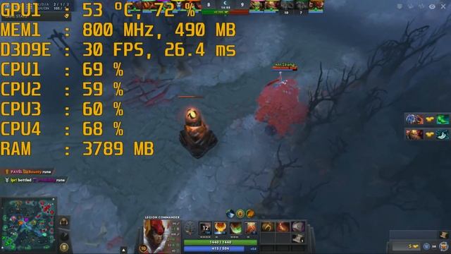 AMD A8-7100 \ Radeon R5 (Kaveri) \ Dota 2 @ 1366x768 low settings смотреть онлайн