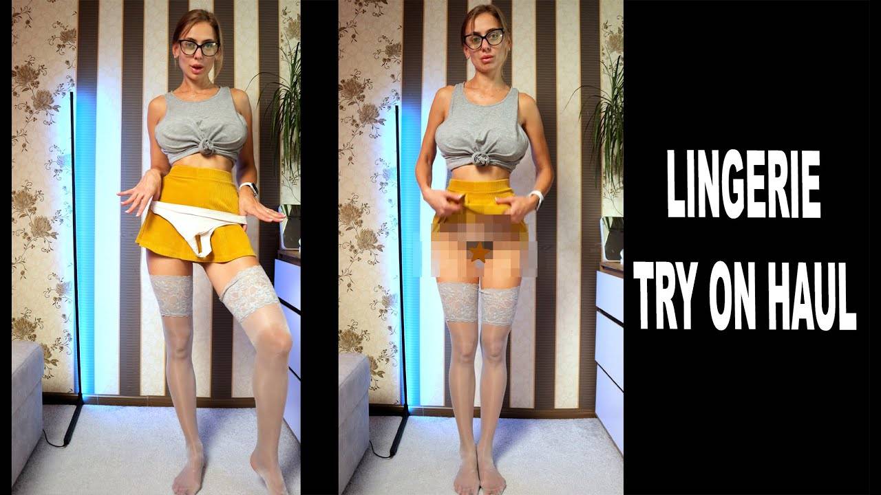 ❤️ Transparent Lingerie Try on Haul with Tina in Stockings.