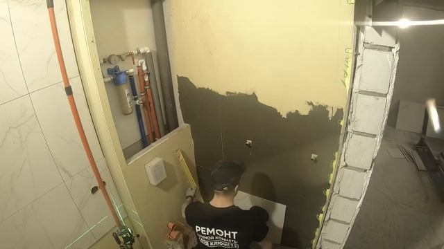 УКЛАДКА КЕРАМОГРАНИТА 60на60 В САНУЗЛЕ #ремонтсанузла #керамогранит