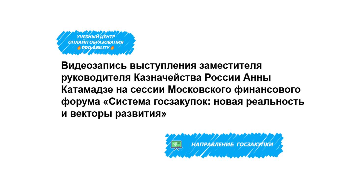 Видеозапись выступления заместителя руководителя Казначейства России Анны Катамадзе