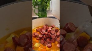 🍲 Тыквенный суп с копчёными колбасками