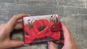 Обзор на портмоне из натуральной кожи с изображением огненного мака Eshemoda