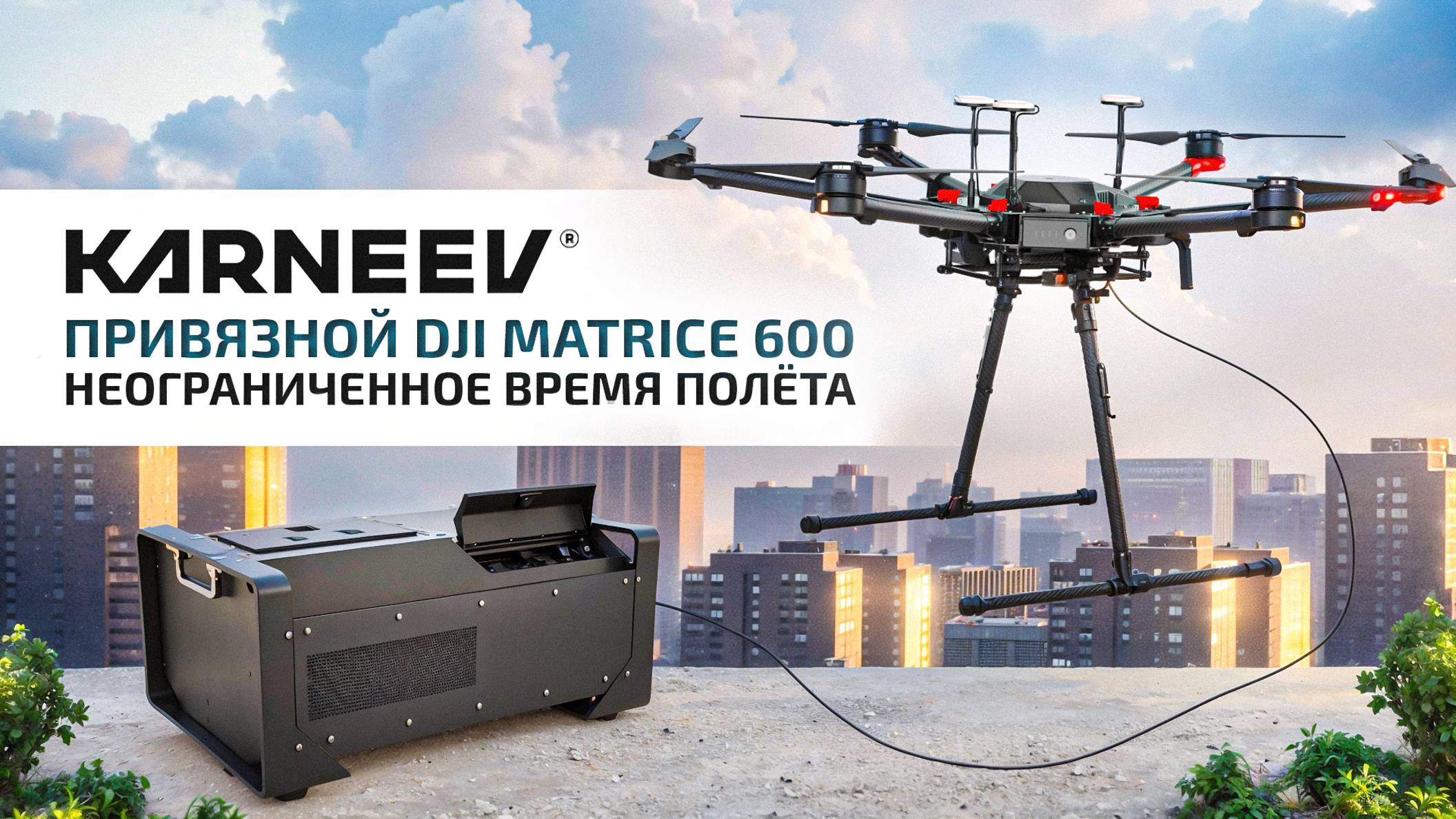 Привязной DJI Matrice 600. Неограниченное время полёта.