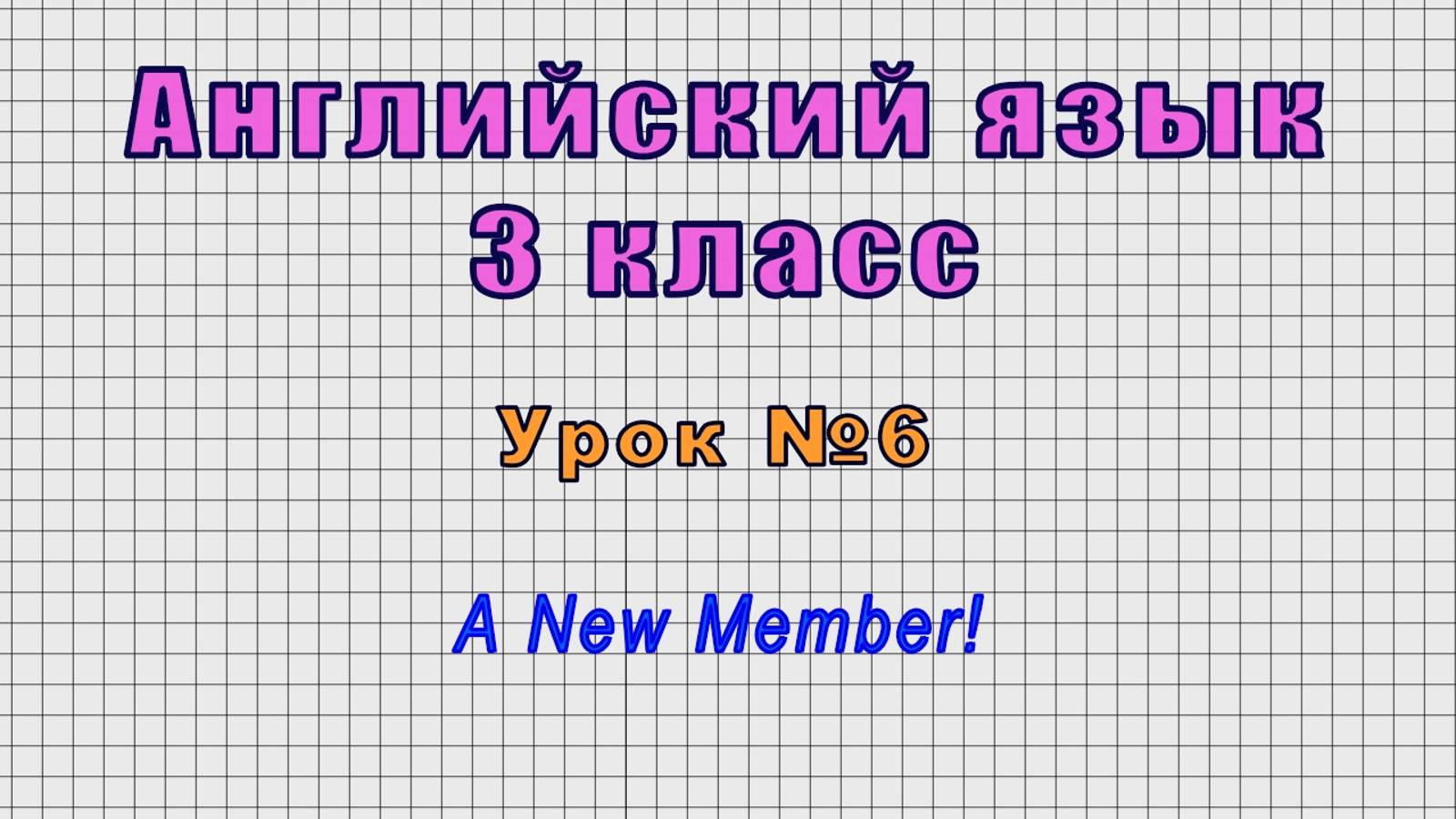 Английский язык 3 класс (Урок№6 - A New Member!)