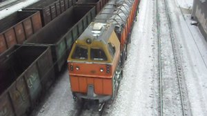 Снегоуборочный поезд ТЭС ПСС1К-016. Работа.