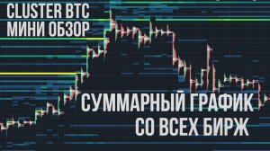 Суммарный график Биткоина, стаканы по всем биржам. Мини презентация системы ClusterBtc.com