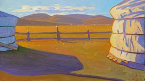 Авдеев Алексей "Монголия. Вечер" холст, масло 50х70 2024. Пленэр "Рисунок на Ононе".