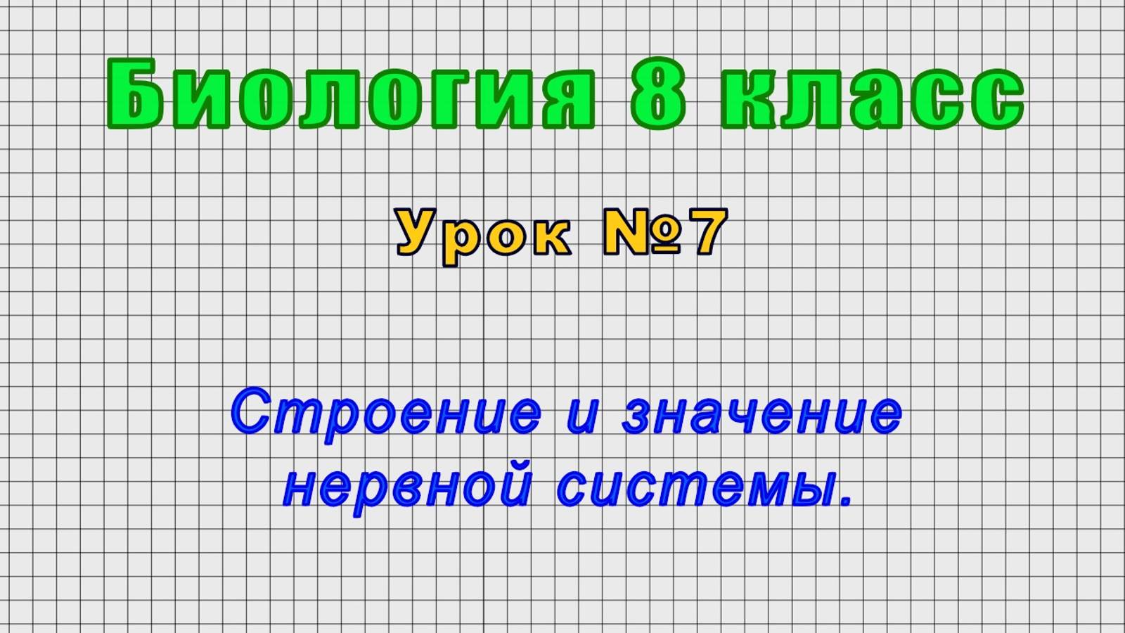 Биология 8 класс (Урок№7 - Строение и значение нервной системы.)