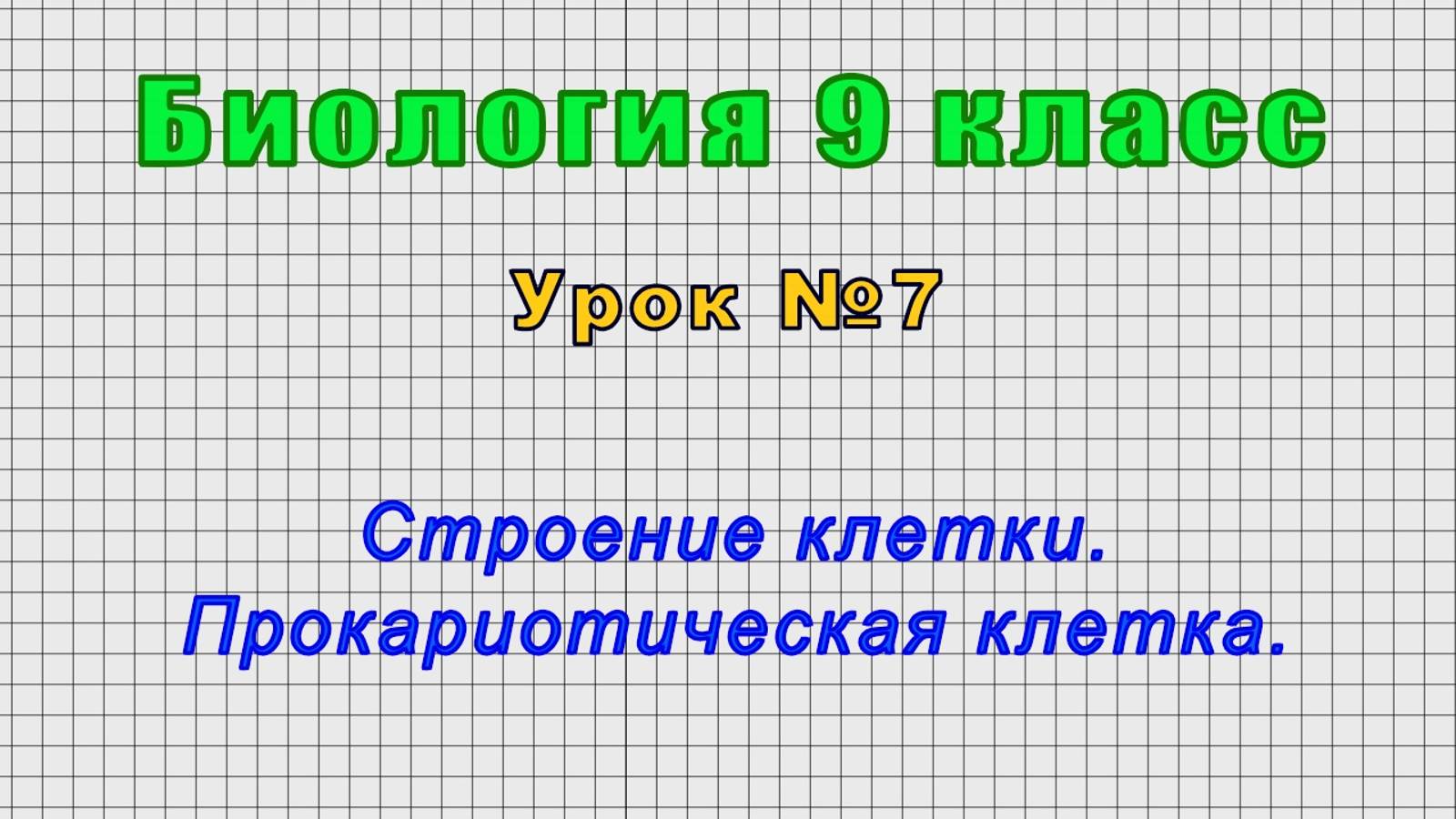 Биология 9 класс (Урок№7 - Строение клетки. Прокариотическая клетка.)