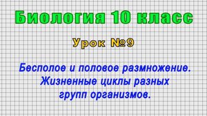 Биология 10 класс (Урок№9 - Бесполое и половое размножение.Жизненные циклы разных групп организмов.)