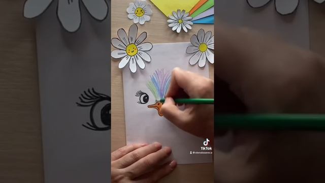 Рисуем разноцветного страуса. смотреть онлайн