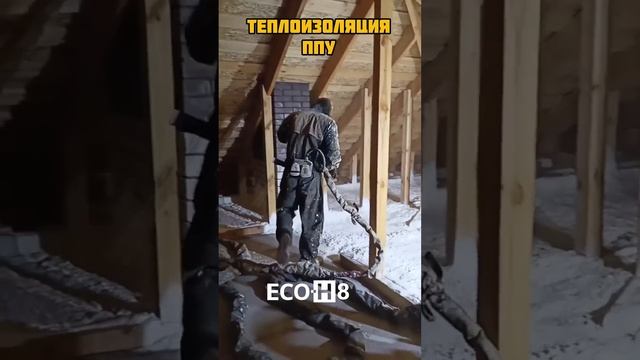 Теплоизоляция потолочного перекрытия. Оборудование для напыления ппу ECO - H #утеплениеппу #ecoh