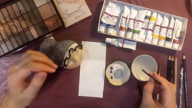 Как нарисовать лицо кукле из ткани