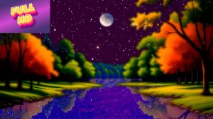 Фон для монтажа "Осенний пейзаж днем и ночью". Cartoon background "Autumn landscape day and night".