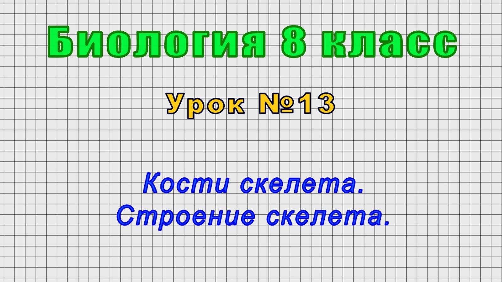 Биология 8 класс (Урок№13 - Кости скелета. Строение скелета.)