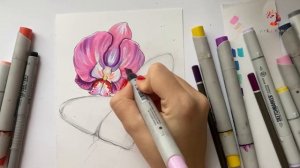 Рисуем Бабочку На Цветке Маркерами за 35 минут!