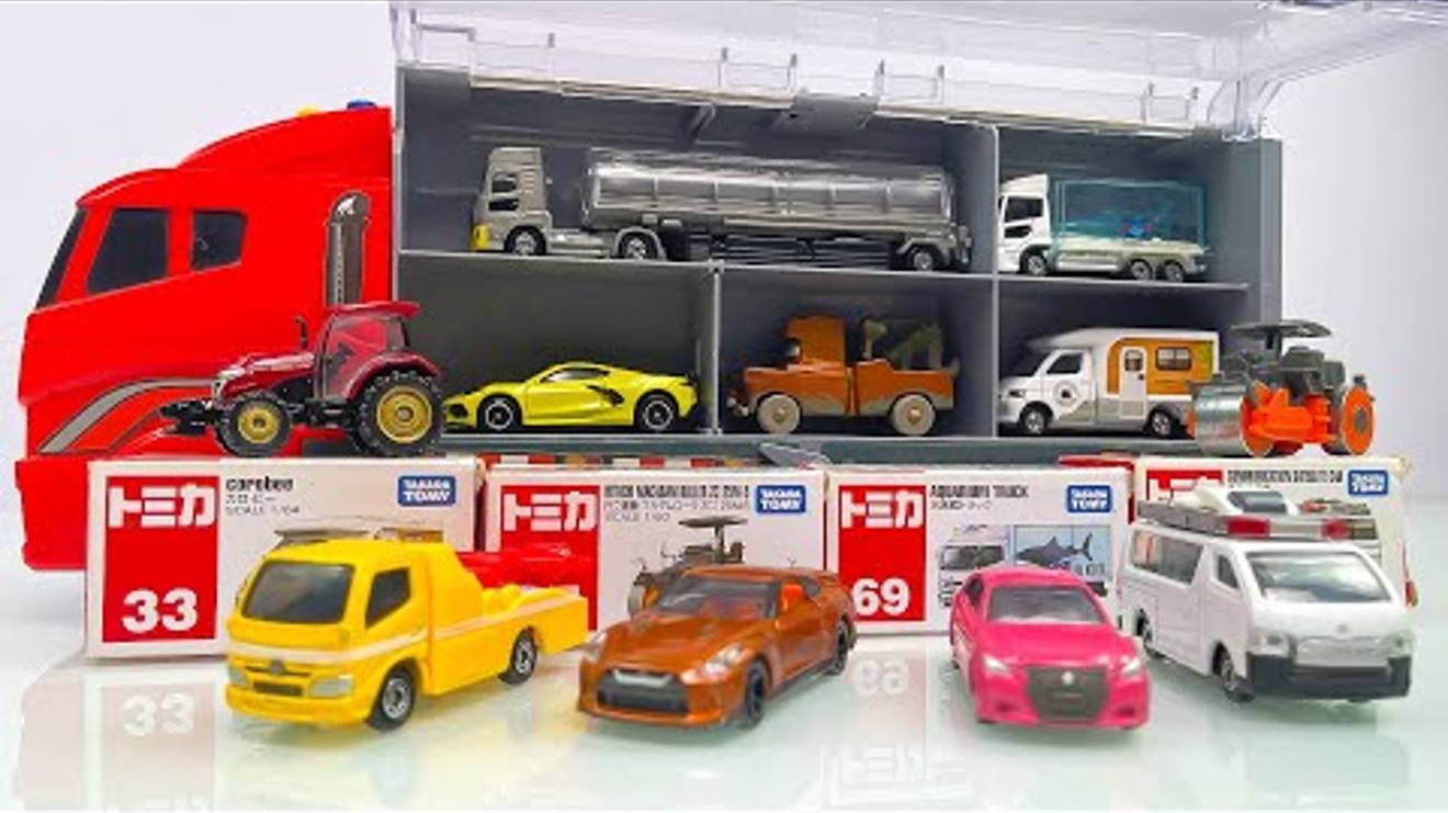 Распаковка миниатюрные машинки Tomica и положите их в автоколонну!