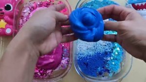 СЛАЙМЫ - Пинкфонг против Папочки Акулы туруру! Слайм - Смешиваем макияж, детали, блёстки в слайм!  в