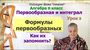 Формулы первообразных. Первообразные тригонометрических функций. Алгебра 11 класс