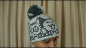 Шапка кошечки двухсторонний жаккард.