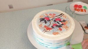 Тортик Новогодний №2 с рисунком на мастике(крем БЗК). /New Year's Cake #2(protein custard)
