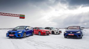 Subaru WRX, WRX STI, Audi S3 и Volkswagen Golf R на льду