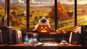 Peaceful Halloween😸🎃 halloween lofi mix ~ lofi cat music 👻🎵 spooky but soft.