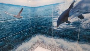 Ремонт ванной панелями пвх Панда ( Море )