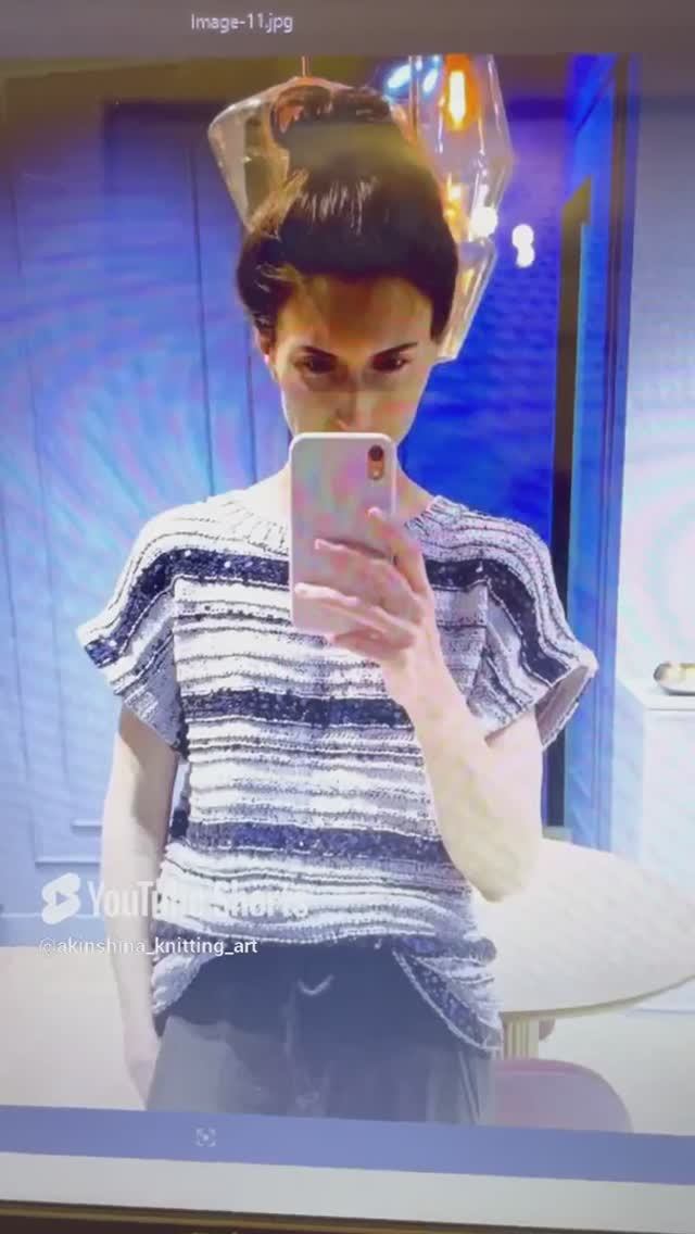 Топ из льна с пайетками - наша вторая работа с Лизой #knitting #вяжемслюбовью #спицы #обучение