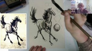 Суми-э рисуем коня, Японская живопись уроки