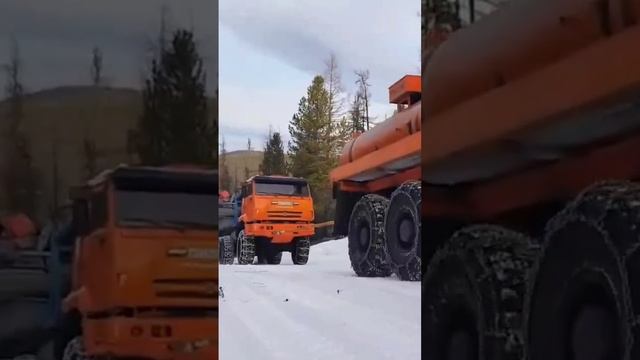 КАМАЗ В СЦЕПКЕ #shorts #работа #зима #offroad #бездорожье #камаз #snowrunner