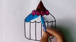 Красивый рисунок на торта, раскрашивание для детей и малышек!