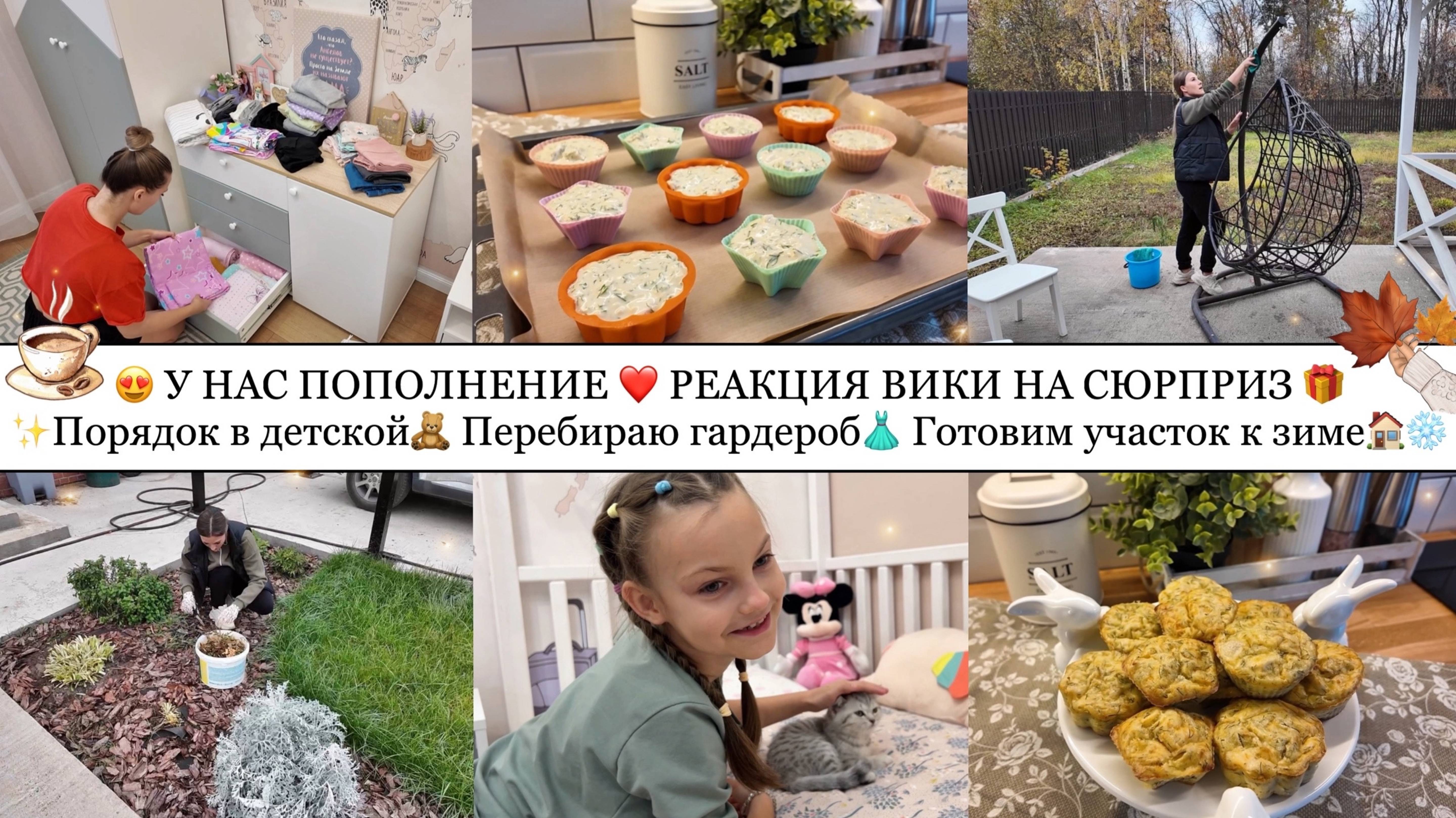 У НАС ПОПОЛНЕНИЕ😍 РЕАКЦИЯ ВИКИ НА СЮРПРИЗ🎁ПОРЯДОК В ДЕТСКОЙ🧸 ПЕРЕБИРАЮ ВЕЩИ👗ГОТОВИМ УЧАСТОК К ЗИМЕ❄️