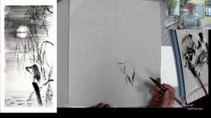 Как рисовать в стиле Суми-э Ива и птица