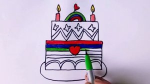 Рисунок торта, живопись, раскраска для детей и малышей