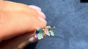 Пусеты с мистик топазом ТОП017