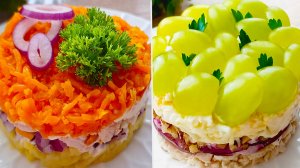 🔝 2 рецепта невероятно вкусных слоеных салатов 😋 Всем понравится!