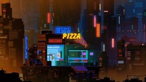 Киберпанк Стиль в Пикселях - Cyberpunk Pizza Desolar Pixel - Живые Обои